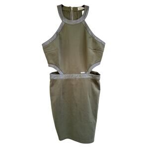 Matilda By True Love Olive Green Halter Cut Out Dress Large